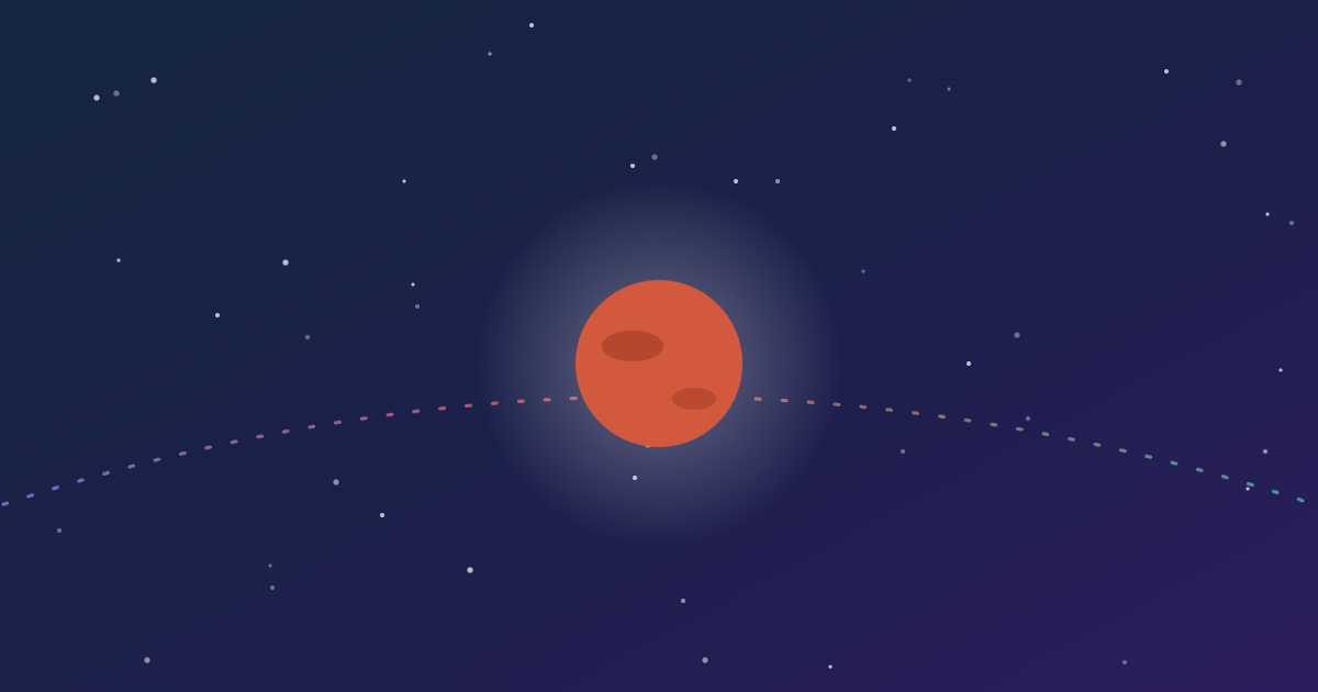 El planeta rojo Marte sobre la eclíptica que cruza los signos del zodiaco